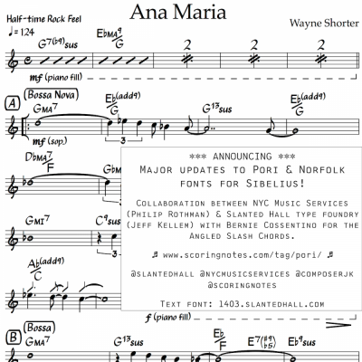 Pori Music Notation Fonts and Norfolk Chord Symbol Fonts Announcement